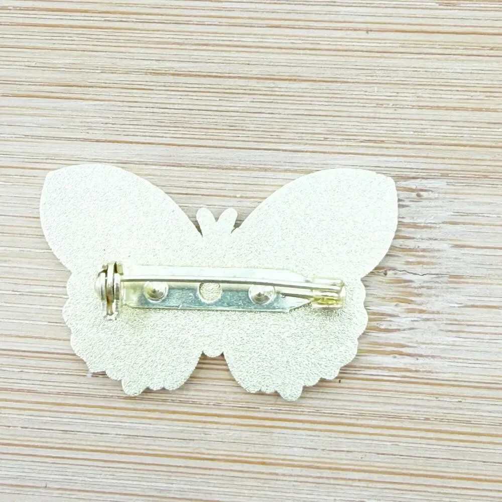 Pink & Purple Moon Whimsical Celestial Butterfly Moth with Safety Pin Back